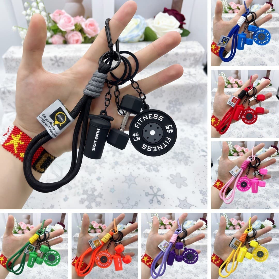 Creative Fitness Barbell Plate Keychain Bag Charm Accessory Fitness Sports Equipment Gift Accessories Wholesale