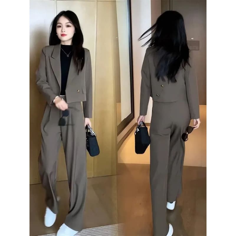 Women's Suit Spring 2025 New Petite Fashion Stylish Blazer Jacket Casual Pants Professional Two-Piece Set