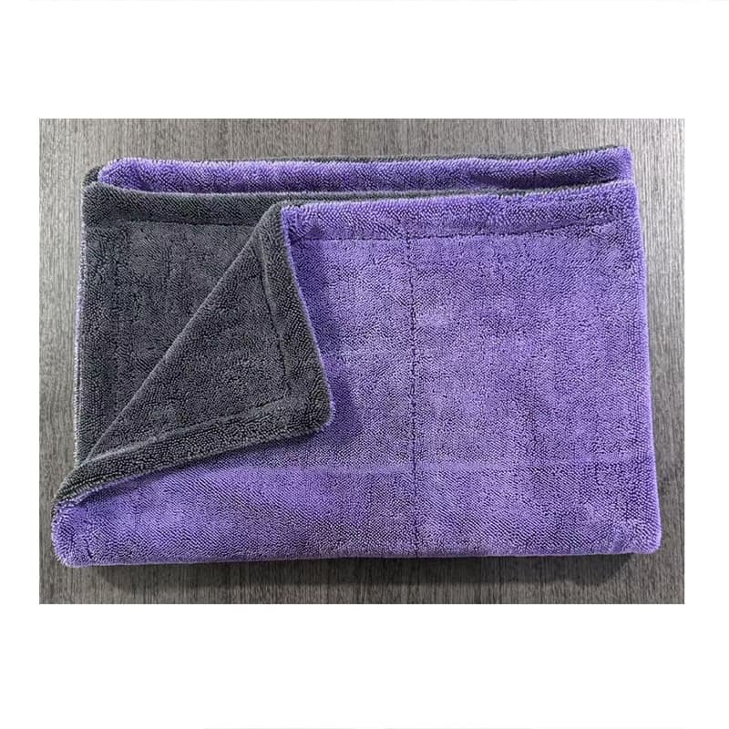 Cross-border Double-Sided Twill Car Drying Towel 1200g, Absorbent Edge-Bound Car Wash Towel with Braided Trim, Streak-Free Water Absorption Towel