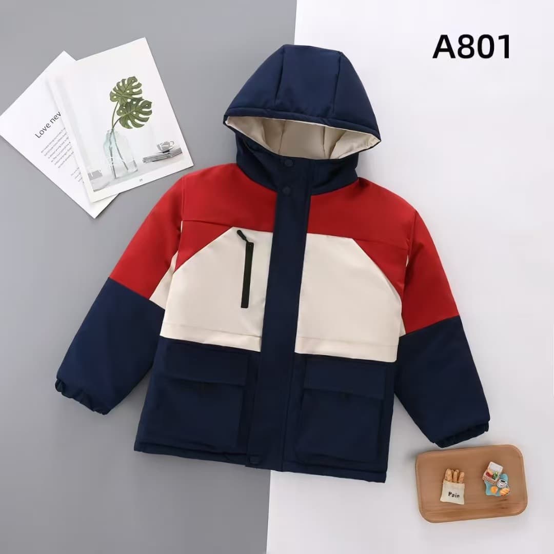 Kindergarten Uniform Winter Fleece-Lined Thickened Cotton Jacket Mid-Length Coat Primary School Student Uniform Windbreaker Cotton-Padded Coat Class Wear