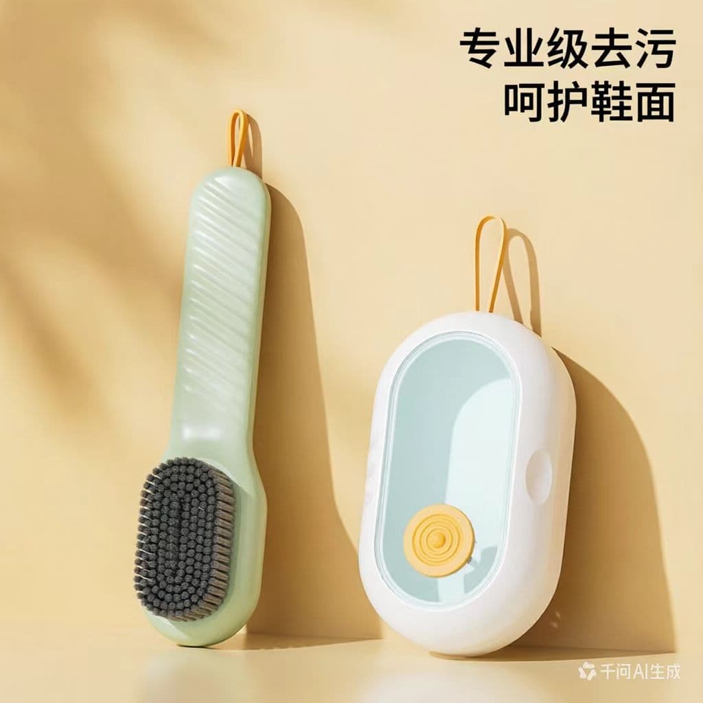 Multifunctional Liquid Dispensing Shoe Brush, Press-Type Soft Bristle Laundry & Shoe Cleaner, Gentle on Clothes and Shoes