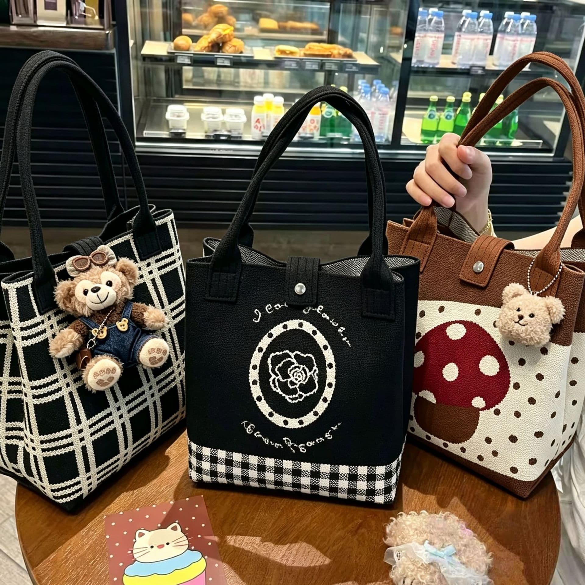 Trendy Knitted Bag Woven Tote Bag Korean Style New Handbag Large Capacity Female Student Shopping Bag Manufacturer