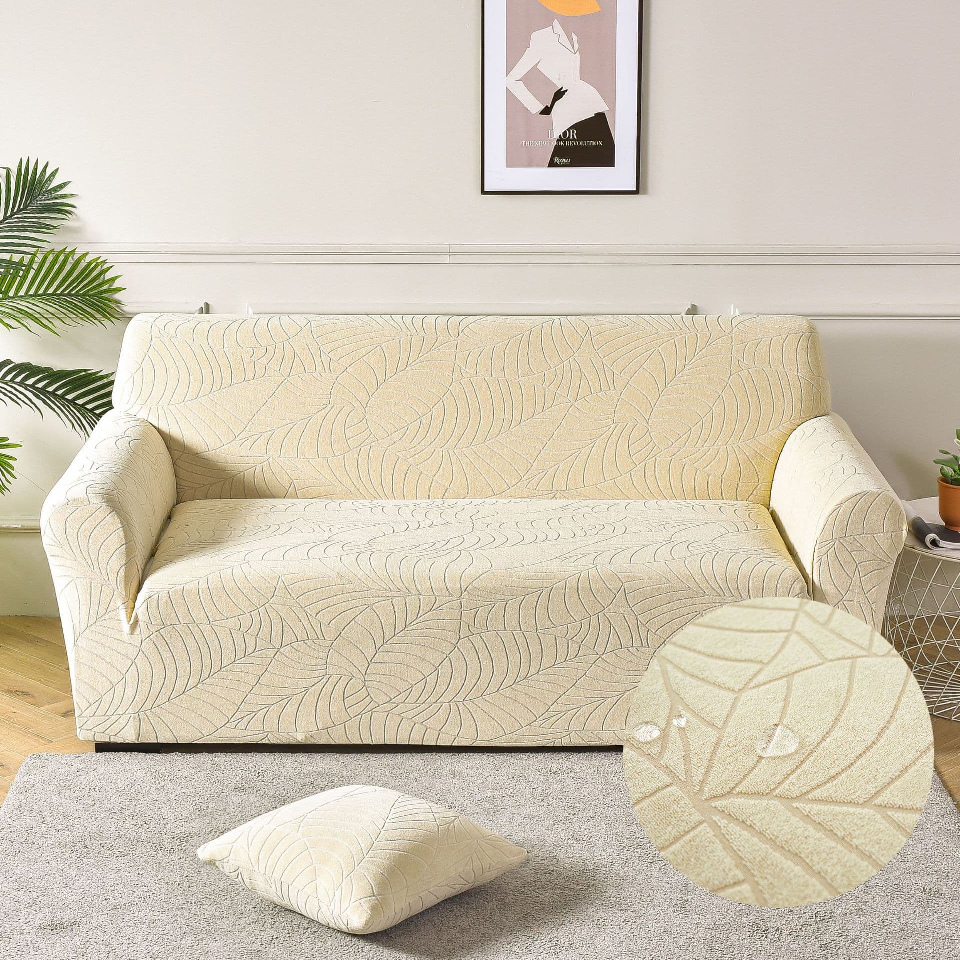 New Waterproof Jacquard Stretch Sofa Cover Solid Color Thickened Full Wrap Sofa Cover Cushion Cover Factory Direct Supply
