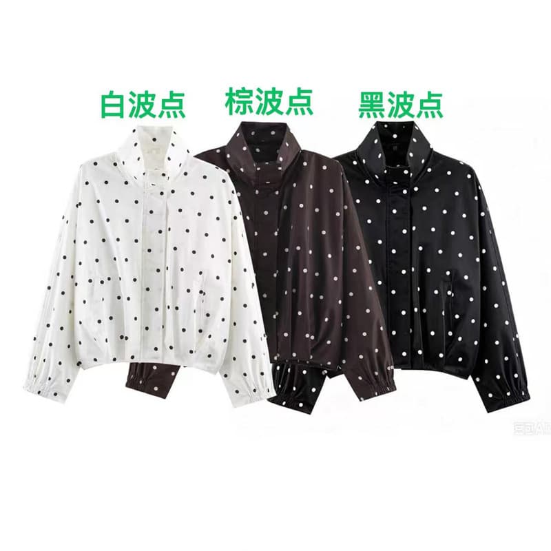 EU/US Cross-border New Ins Fashion Trendy Women's Polka Dot Bomber Jacket 6318278
