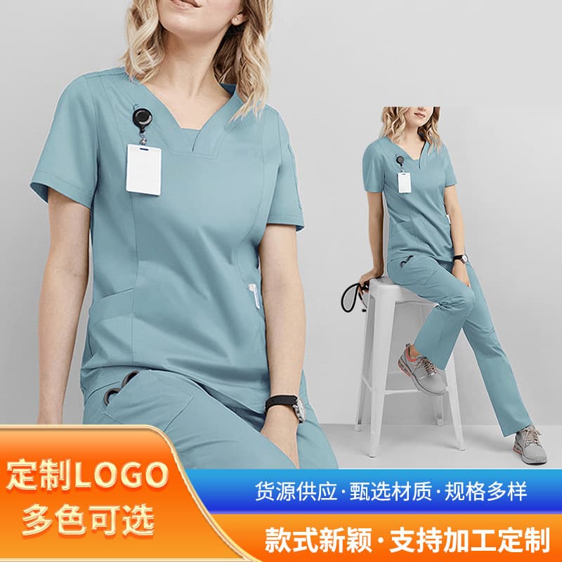 Cross-border European and American operating room short-sleeved nurse uniform set hand washing gown surgical isolation gown doctor hand washing gown loose style