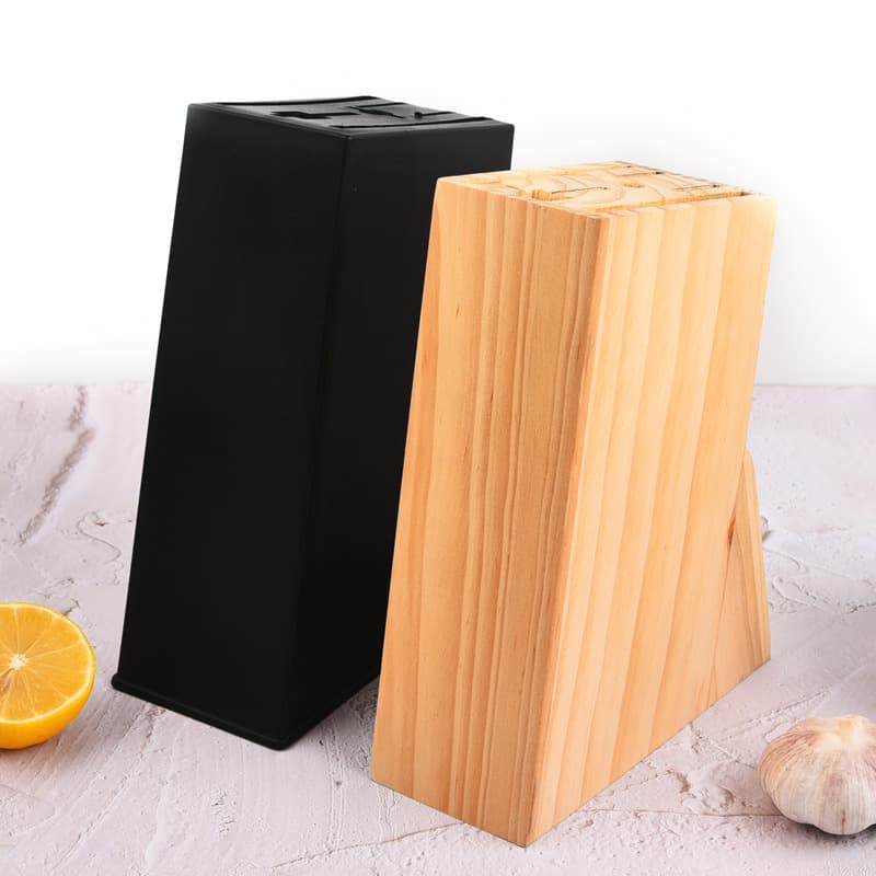 Wholesale Household Knife Set with Knife Block Plastic Knife Block Natural Wood Knife Block Storage Organizer for Knives and Scissors