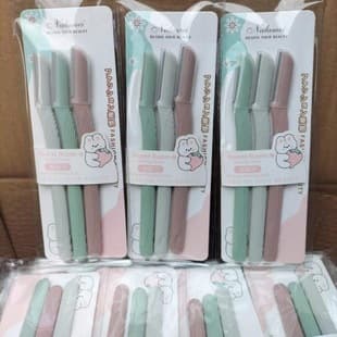 New Hot Selling Morandi Color Deluxe 3-Piece Eyebrow Razor Set, Beginner-Friendly Lady Eyebrow Shaver, Makeup Tool Wholesale