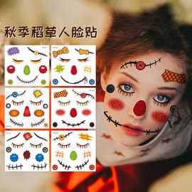 Cross-border hot sale Halloween autumn scarecrow funny face stickers scar makeup tattoo stickers waterproof tattoo