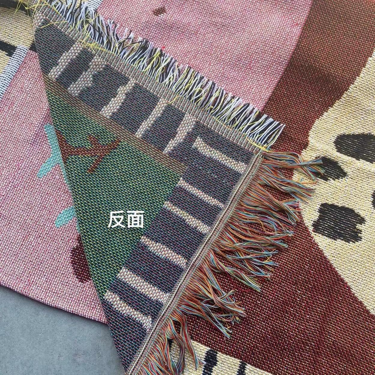 Cross-border trade American jacquard cotton blanket, thickened sofa cover, pink panther tapestry, art gift blanket, camping blanket