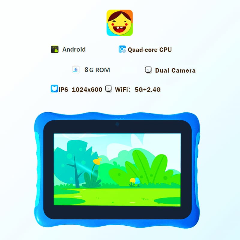 7-inch 4-core 1024*600 IPS screen, 5Gwifi children’s tablet, built-in Aibao children’s learning