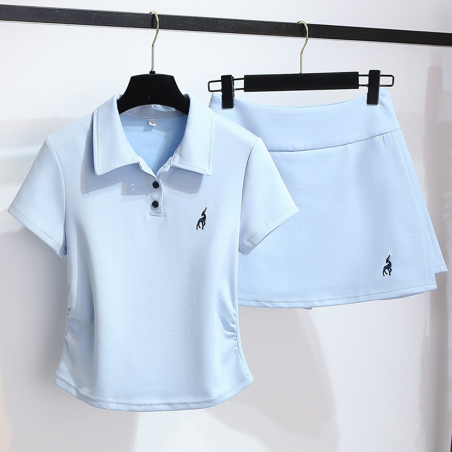 Blue Polo Shirt with Collar Short Sleeve T-Shirt and Skirt Women's 2026 Summer New Casual Fashionable Age-Reducing Set