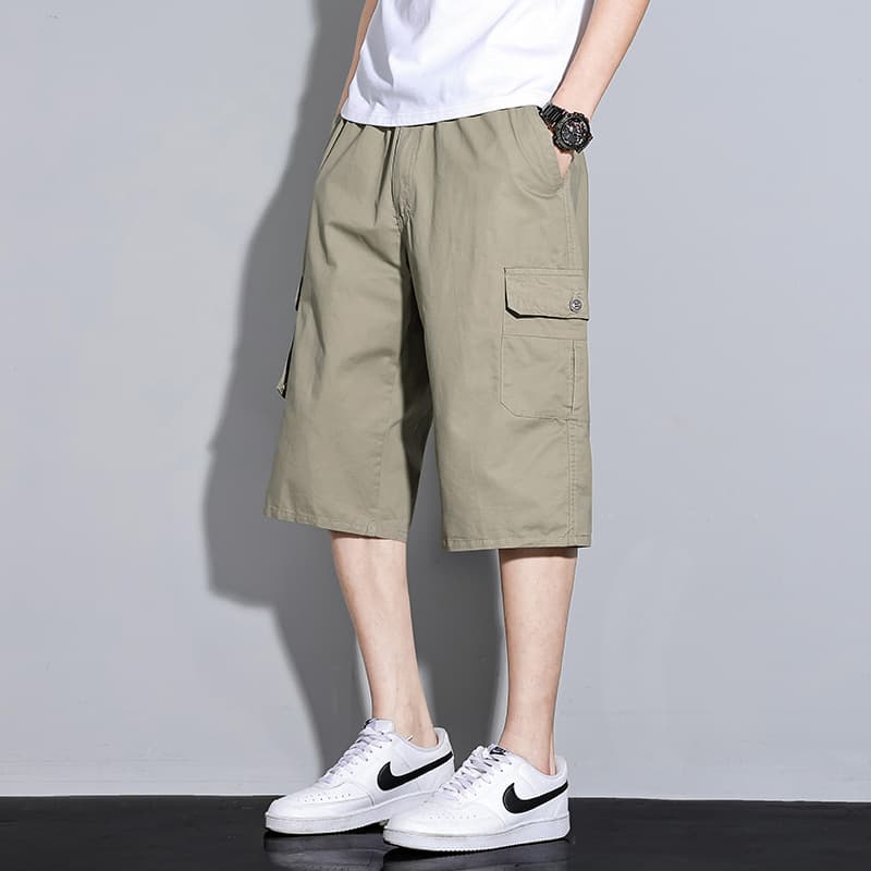 Summer thin cropped pants for men, sports cotton, men's popular casual pants, loose overalls, men's trendy shorts