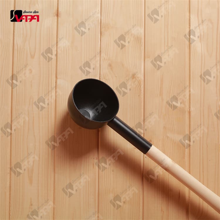 Sauna Accessories, Aluminum Bucket and Ladle, Spray-Painted Black Round Aluminum Ladle, High-Temperature Resistant Aluminum Bucket for Sauna Rooms