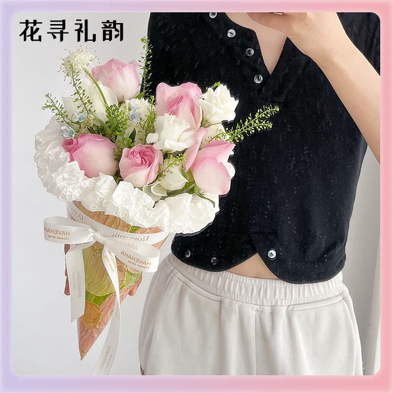 Z7GN ice cream cone bouquet flower wrapping paper ice cream cone flower paper flower shop materials diy flower art