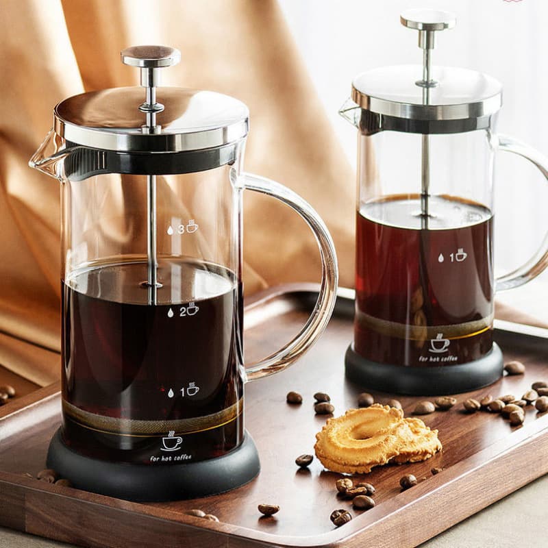 French press glass coffee maker set, household frother, tea maker, pour-over coffee filter cup.