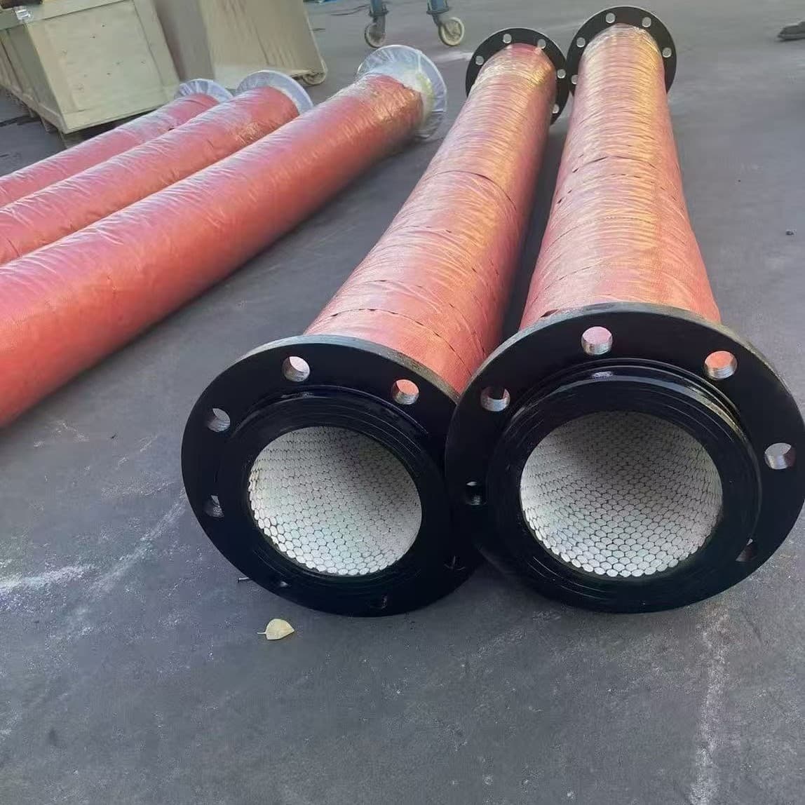 Power plant coal injection ceramic hose flanged ceramic pipe mining shotcrete high temperature resistant ceramic rubber hose