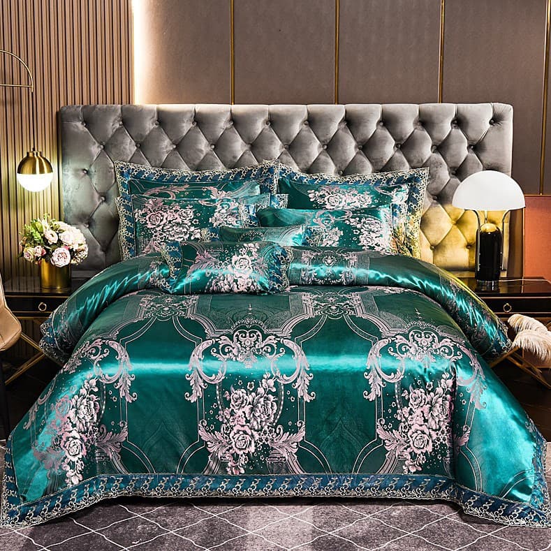 Cross-border European modal Tencel satin jacquard lace four-piece quilt cover sheet high-end bedding wholesale