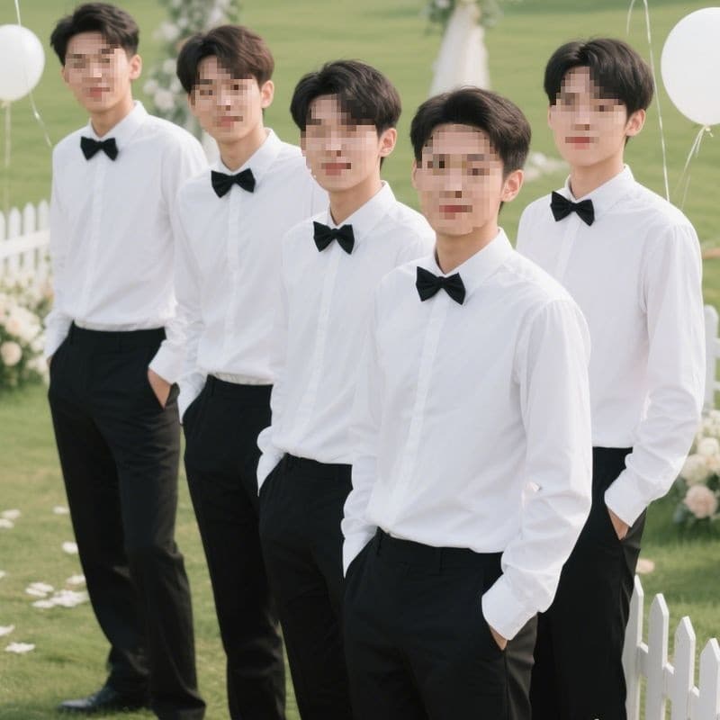 Best Man Suit for Men, Bridesmaid Brother Group Long Sleeve White Shirt, Western Wedding Summer Set