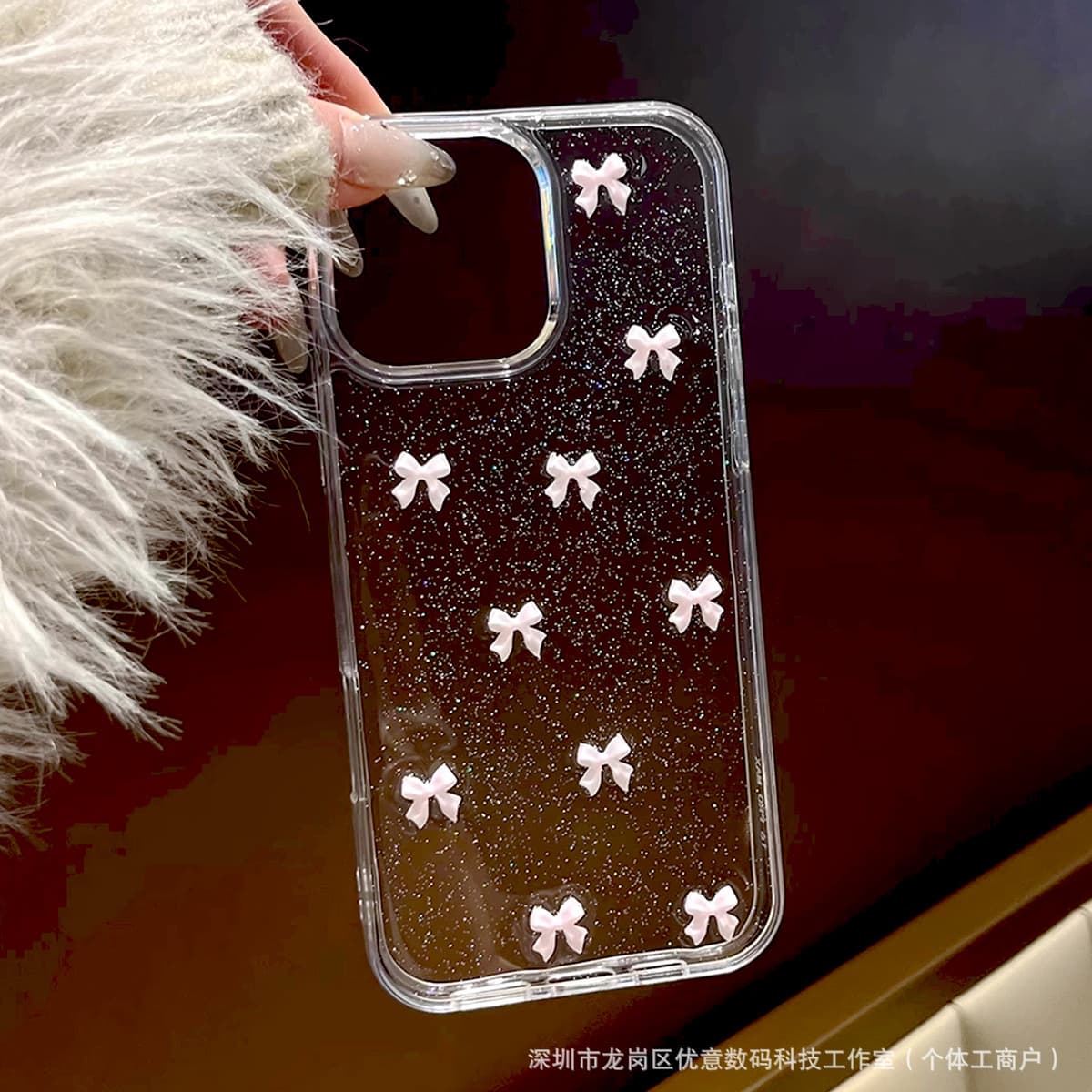 ins pink small bow phone case for Honor 600, 500/400 epoxy, X70/X80i, Enjoy 70/60