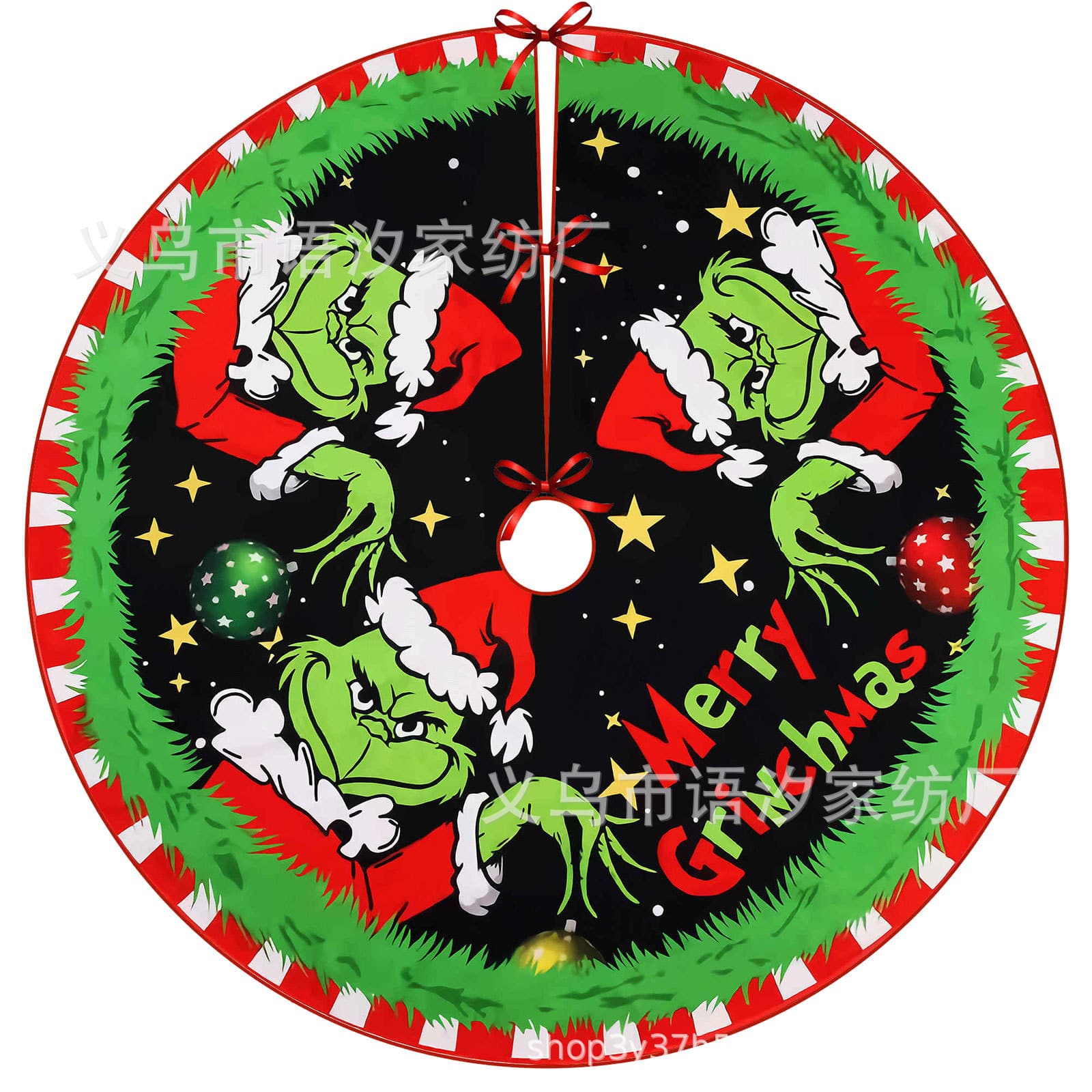 Cross-border New Christmas Tree Skirt, Holiday Party Grinch Plush Apron Decoration