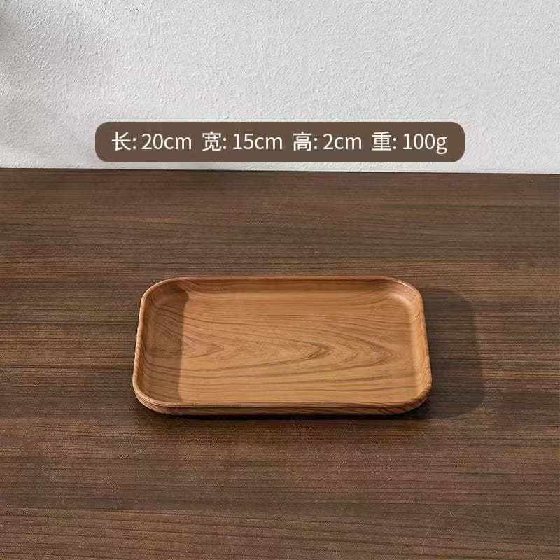 Ins-style Wood Grain Rectangular Tray Tea Tray Serving Plate for Cafes Dessert Plate Storage Tray Cake Plate Snack Plate