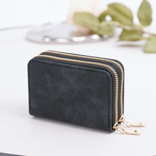 Cross-border Vintage Double-Layer Zipper Card Holder, High-Aesthetic Large-Capacity Card Case Wallet, Multi-Functional Portable Coin Purse
