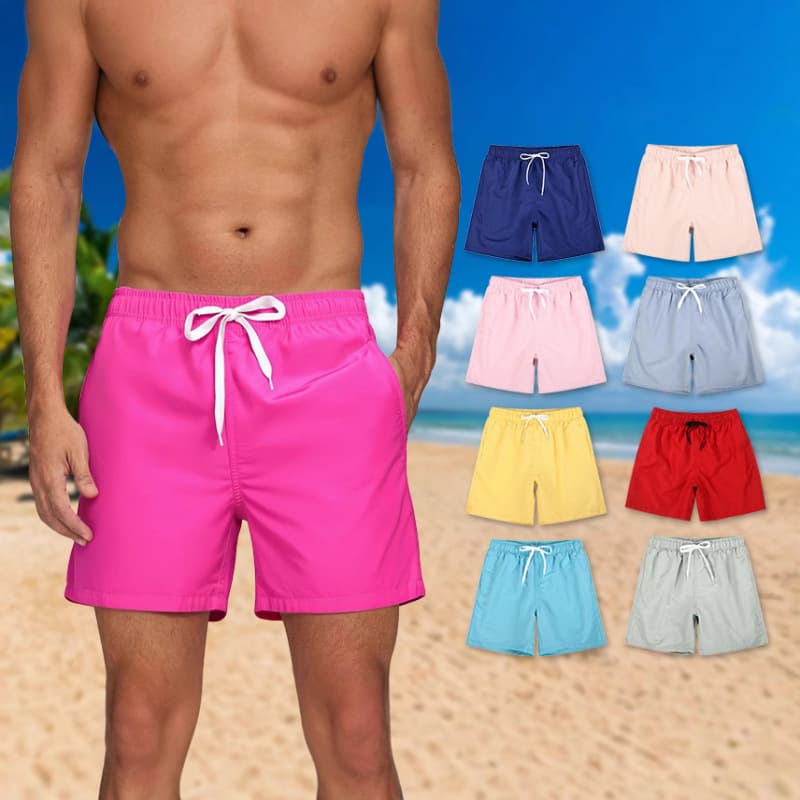2025 summer men's casual shorts dopamine color five-point pants men's foreign trade sports loose beach pants wholesale
