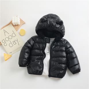 Kids Black Gold Thickened Jacket 2026 New Winter Style Baby Girls Boys Top Winter Cotton Coat