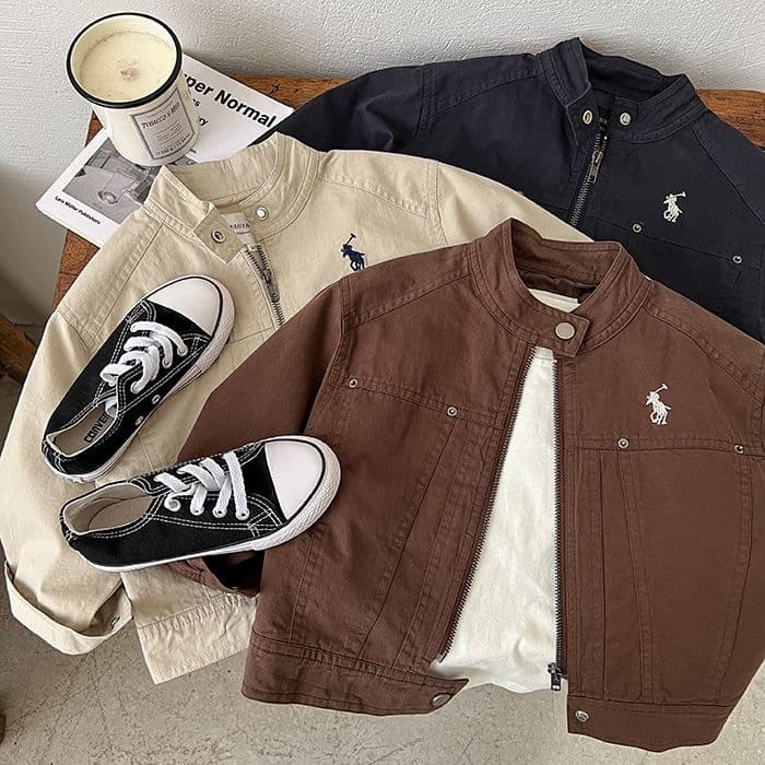 Boys Jacket Autumn New 2024 Spring Autumn Cotton Korean Style Motorcycle Outfit Toddler Kids Versatile Coat