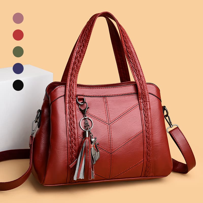 New Style Women's Bag, Single Shoulder Crossbody Bag, Soft Leather Fashion Mom Bag, Hand-Held Tote Bag, Women's Tassel Foreign Trade Bag, Cross-Border