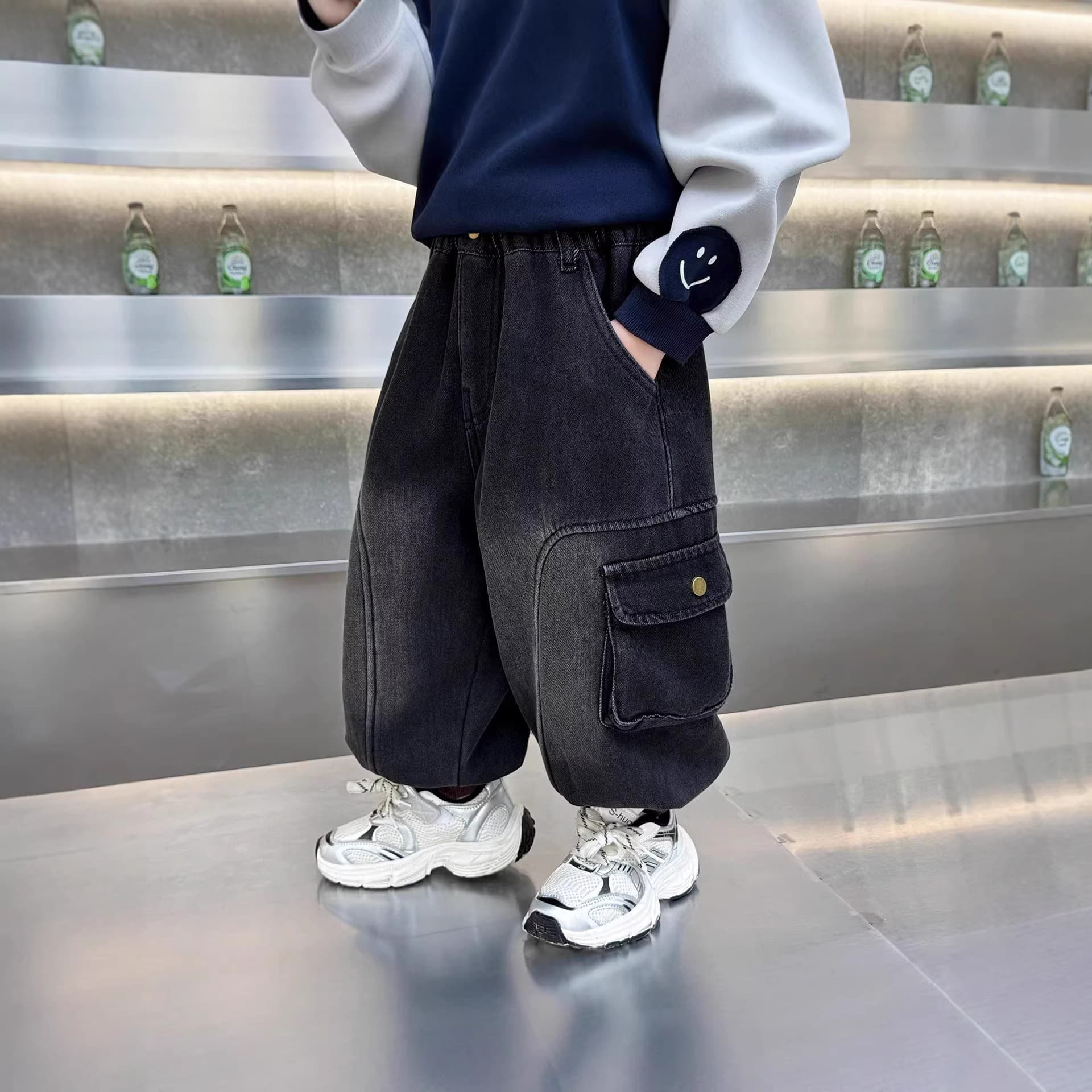 Boys' Workwear Jeans Spring/Autumn Fashion Cool Kids Spring Outfit Baby Boy Retro Heavy-Duty Street Dance Straight-Leg Long Pants