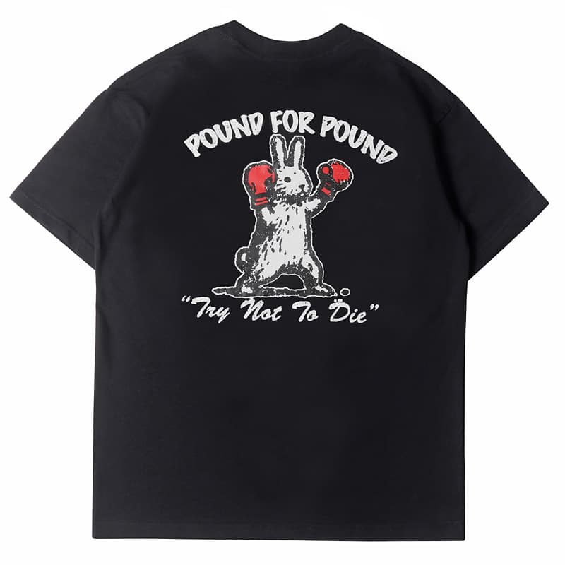 26 cross-border American high street new half-sleeved cute boxing rabbit cartoon print loose round neck trendy short-sleeved T-shirt