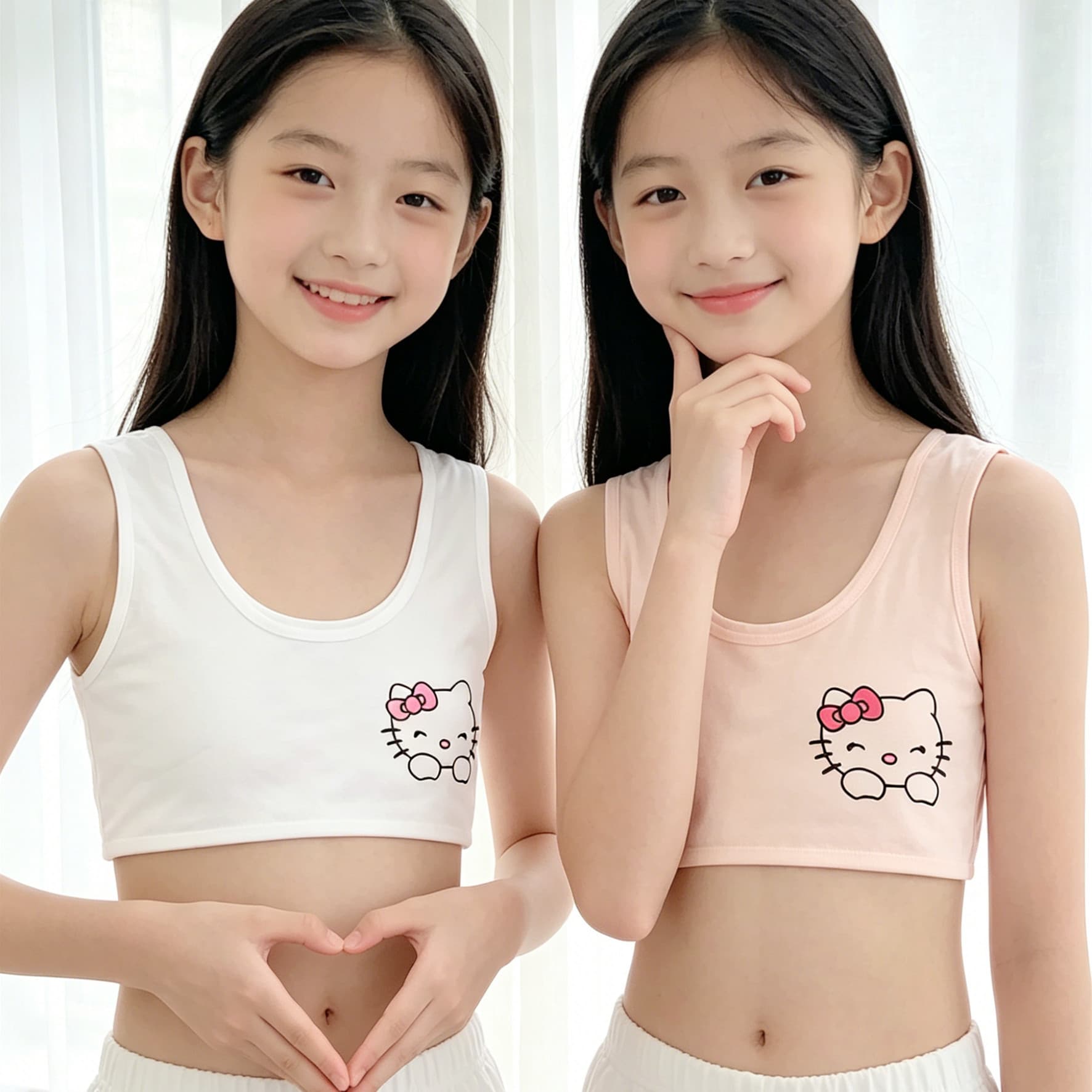 Middle-aged and older girls 8-12 years old budding underwear primary school students cartoon cotton vest wide single layer base layer
