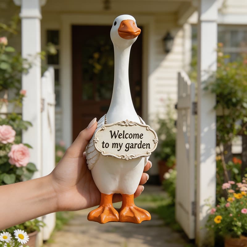 Cross-border Goose Statue Resin White Goose Decorative Sculpture for Holiday Outdoor Patio Garden Desk Ornament Porch