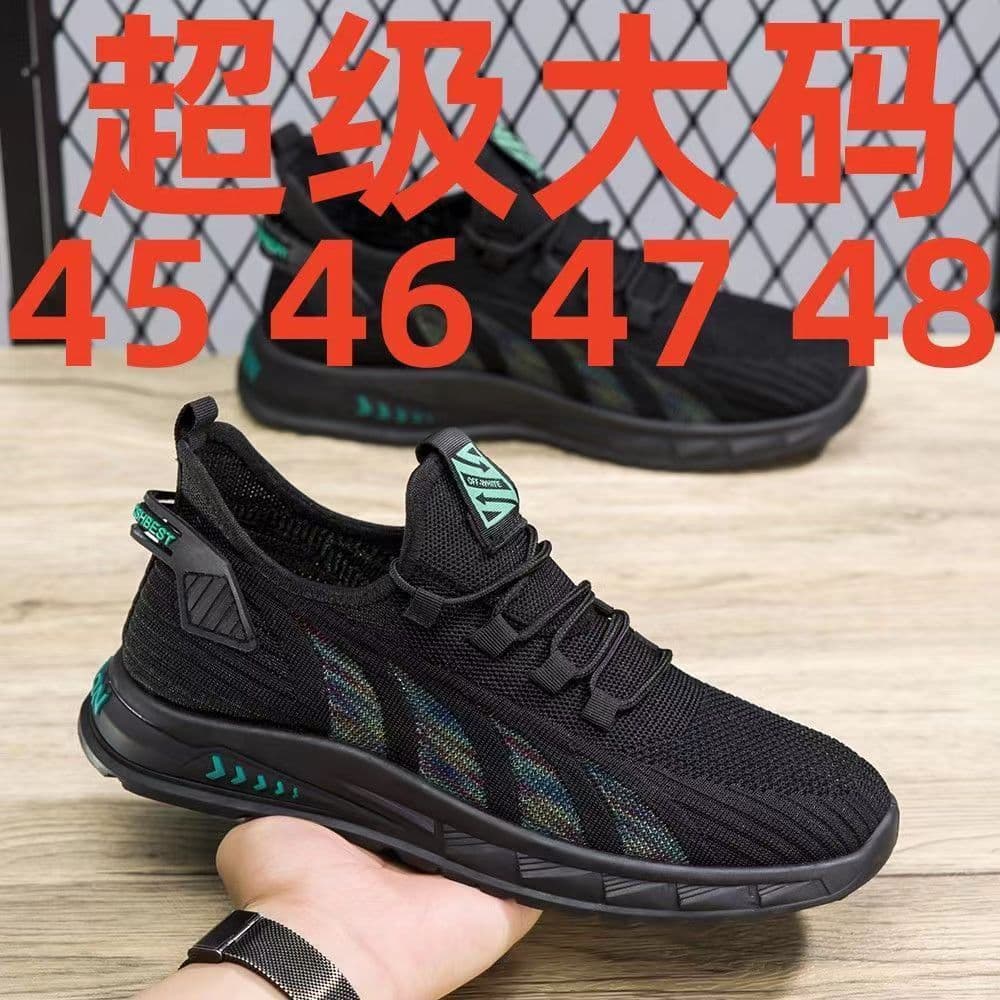 Large Size Men's Sporty Casual Single Shoes Breathable Fly Knit Mesh Trendy Shoe Low Top Slip-On Running Shoes for Men