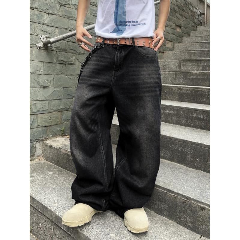 Wide Leg Jeans Vintage Baggy Jeans Casual Loose Fit Denim