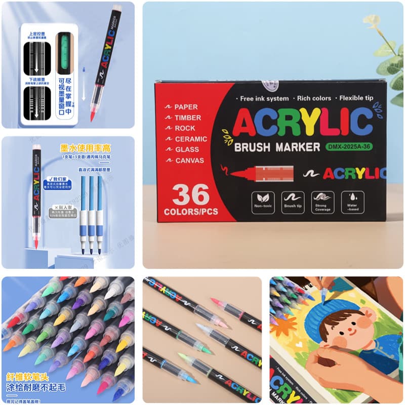 Cross-border Direct Liquid Acrylic Marker Pen Art Special Factory Wholesale Drawing Pen Direct Liquid Acrylic Marker Pen