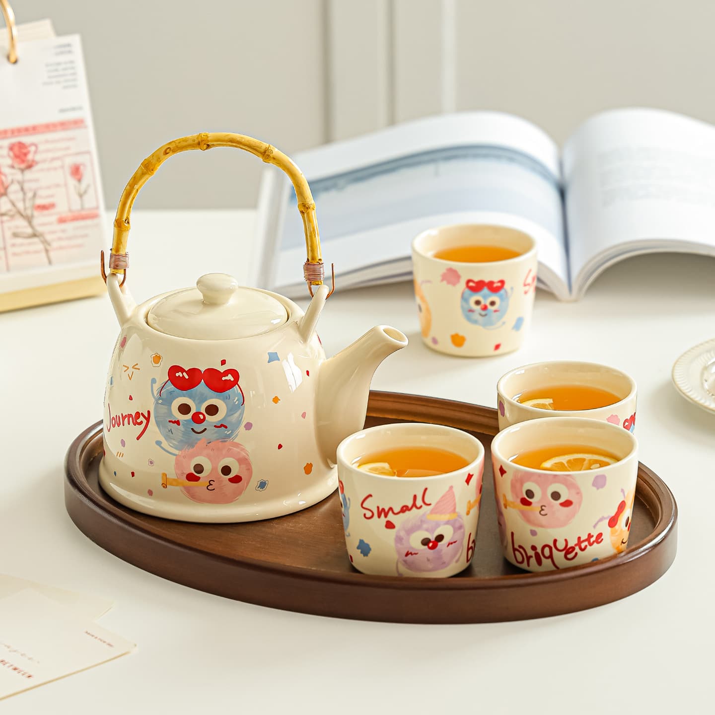 New creative ceramic water set tea set complete living room home kettle cup teapot tea cup gift box