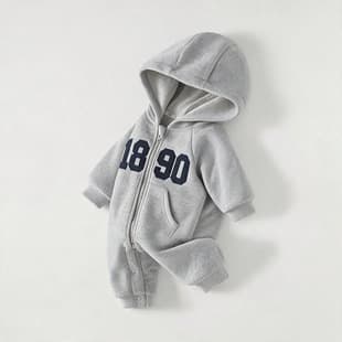 Newborn Baby Fall Clothes, Adorable Long-Sleeve Romper for Boys, Cute Hooded Sweatshirt Bodysuit for 100 Days, Spring and Autumn Outing Wear