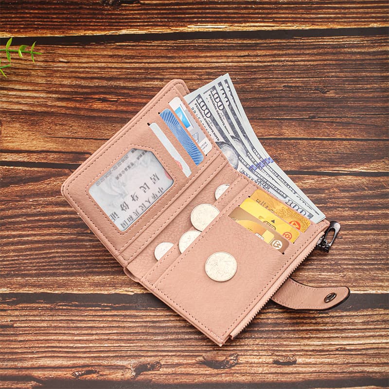Factory Stock Cross-Border Student Wallet Women Solid Color Coin Purse Women's Wallet Buckle Multi-Slot Billfold