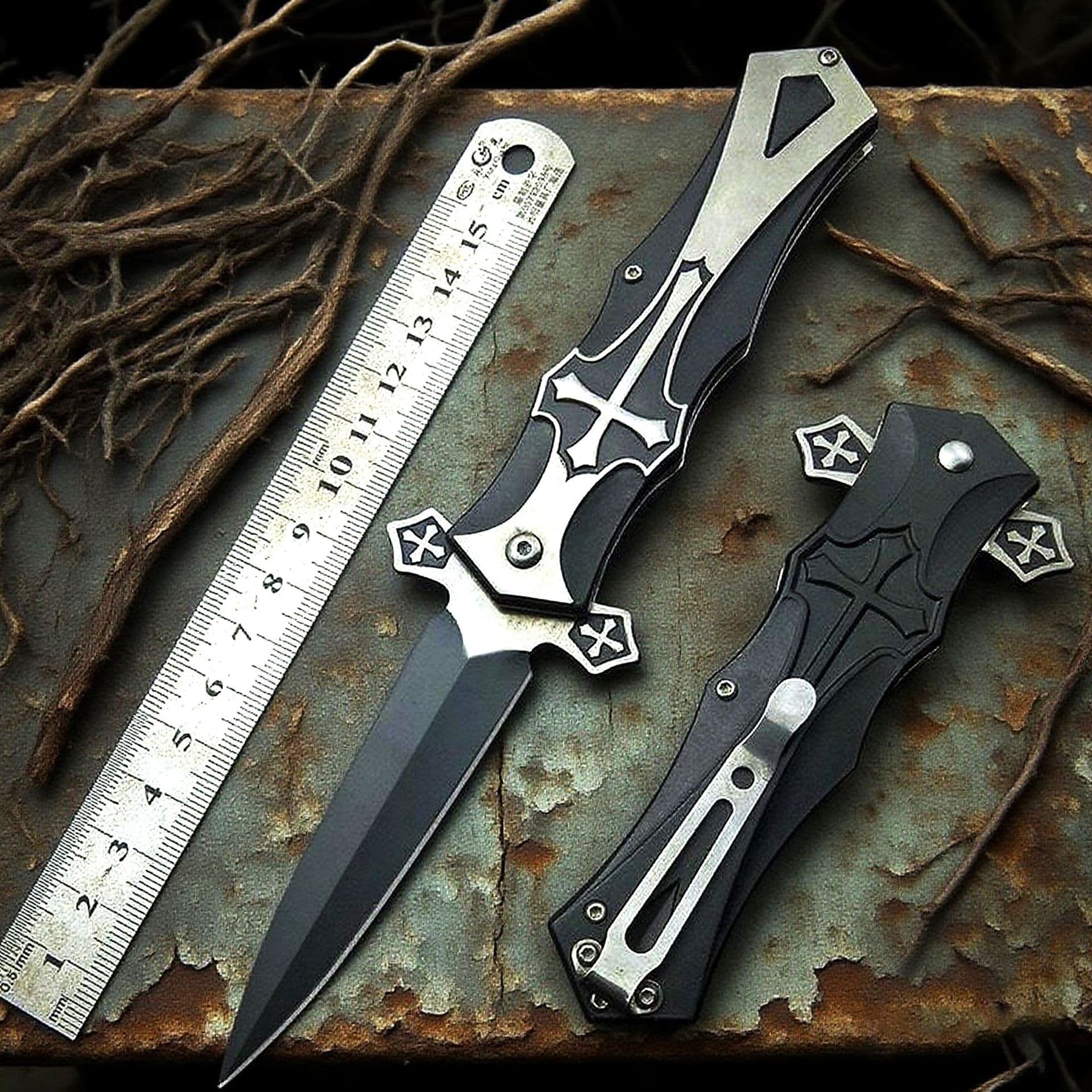 Cross High Hardness Folding Knife Outdoor Tactical Knife Sharp Portable Pocket Knife Camping Carry-On Self-Defense Survival Knife