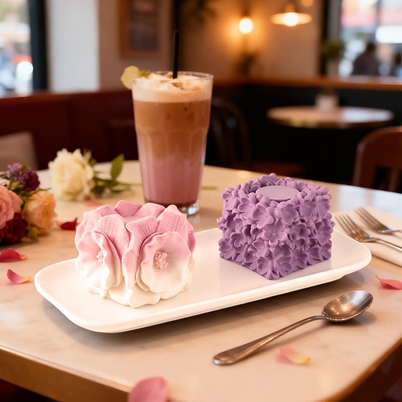 Misong French Square Flower Series Dessert Mousse Cake Silicone Mold DIY Chocolate Ice Cream Mold