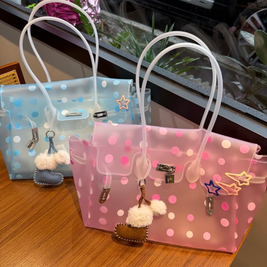 TPU Jelly Bag Transparent Jelly Bag Y2K Trendy Bag Black and White Star Charm In Stock