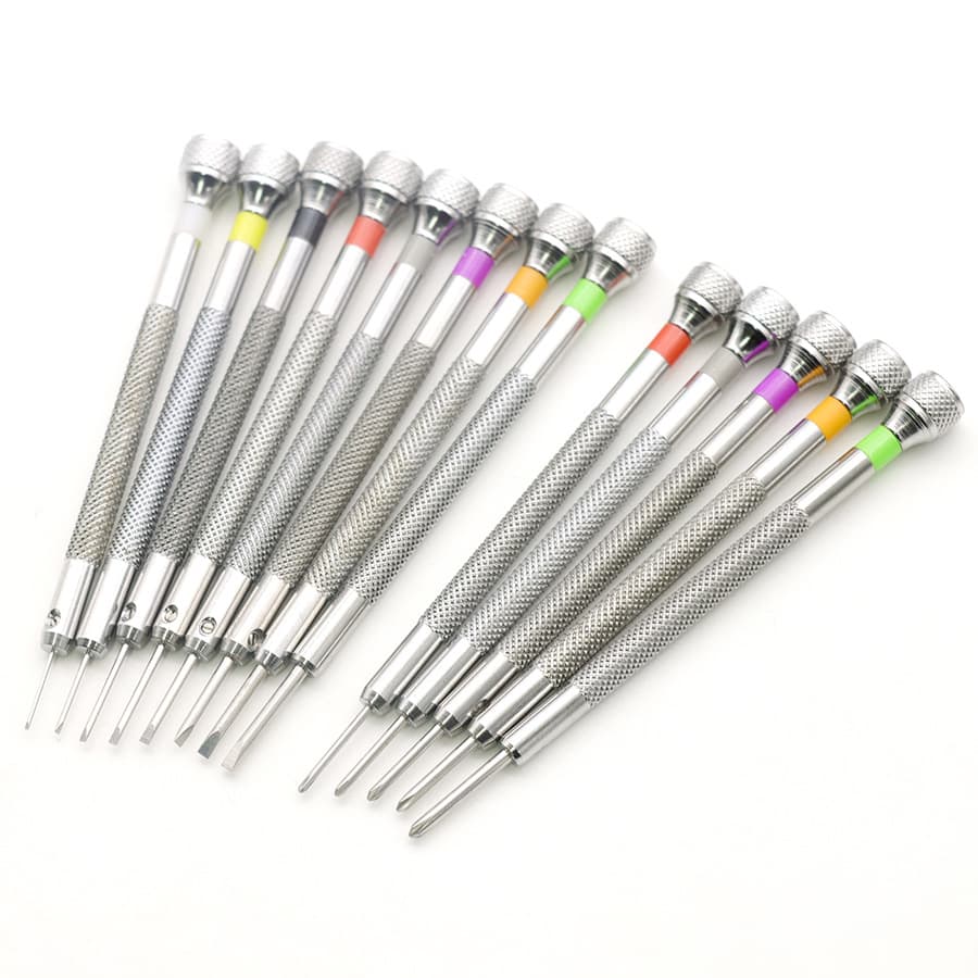 Watch and Eyeglass Repair Screwdriver Set Non-Magnetic Flathead and Phillips Mini Screwdriver Round Head Small Size