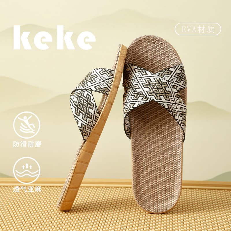 Four Seasons Linen Slippers Home Wholesale Anti-Odor Anti-Slip Indoor Cotton Linen Slippers for Women Outdoor Wear Home Quiet Sandals for Men