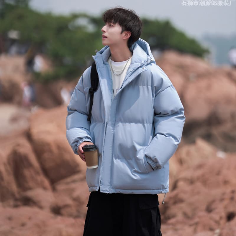 Men's Loose Waterproof Hooded Cotton Jacket Korean Style Autumn Hiking Outdoor Cotton Coat Waterproof Windbreaker
