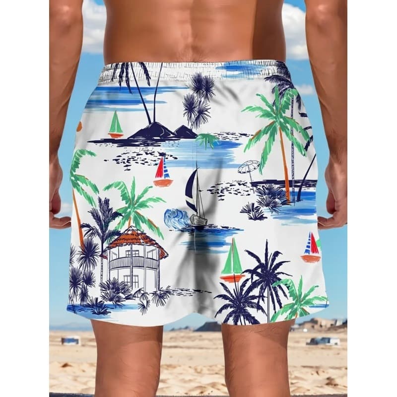 2026 Model Cross-border Amazon Best-selling Quick-dry Beach Shorts Vacation Swim Trunks Loose Printed Shorts Factory Wholesale
