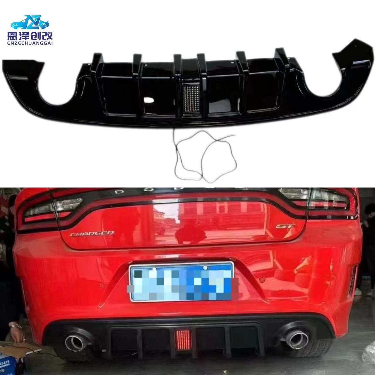 For Dodge Charger SRT Lighted Rear Lip Spoiler, No-Damage Installation, OEM Replacement, Body Kit Modification