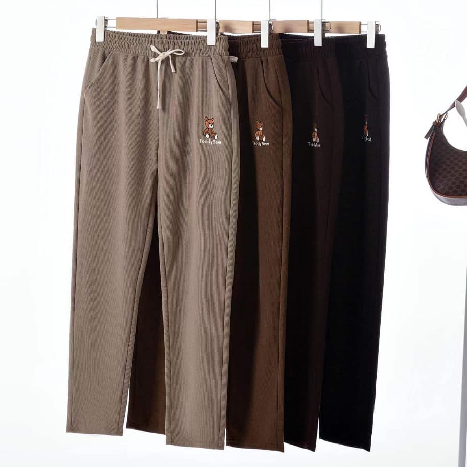 2025 Autumn/Winter New Middle-Aged and Elderly Women's Pants, Corduroy Fine Strip Kapok Fleece Drawstring Pocket Mom Casual Pants