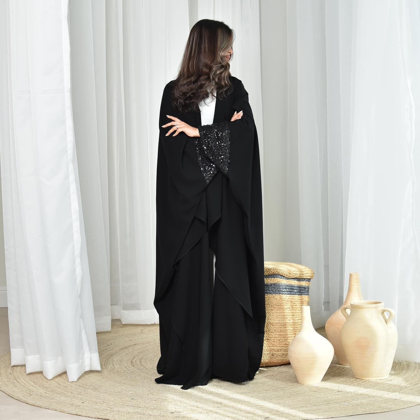 MQ167 2026 Summer Factory Direct Amazon Fashion Hot Selling Black Solid Color Cardigan One Size Long Dress Women's Clothing